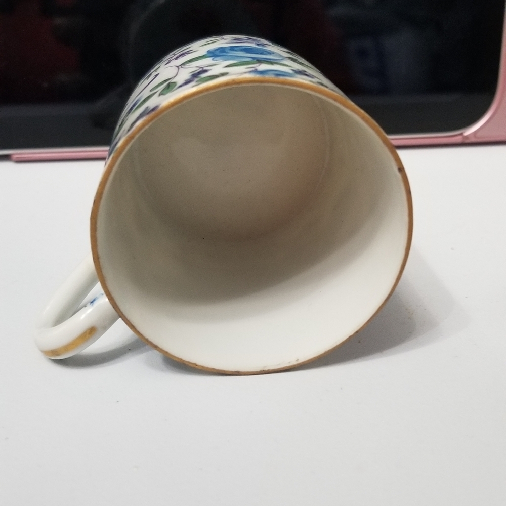 Lefton 2120 Floral Blue Green Purple Cup With Gold Accent - Picture 5 of 6